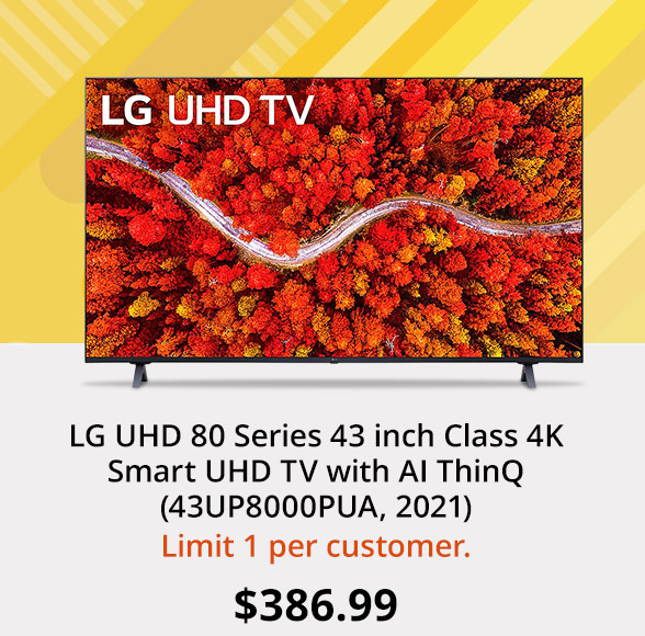 LG UHD 80 Series 43 inch Class 4K Smart UHD TV with AI ThinQ (43UP8000PUA, 2021)