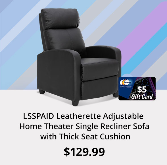 LSSPAID Leatherette Adjustable Home Theater Single Recliner Sofa with Thick Seat Cushion