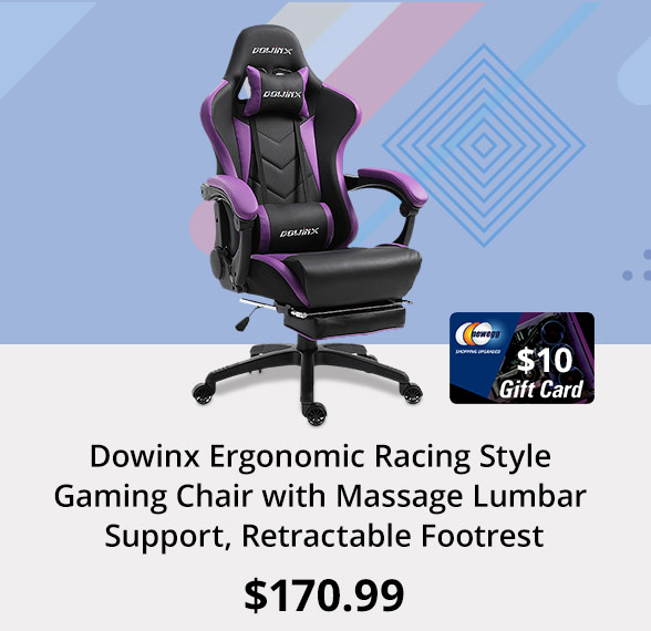 Dowinx Ergonomic Racing Style Gaming Chair with Massage Lumbar Support, Retractable Footrest