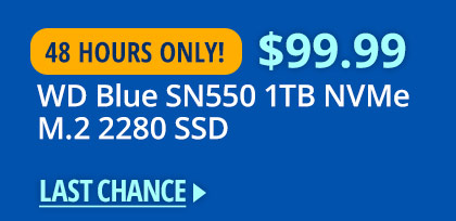 WD Blue SN550 1TB NVMe M.2 2280 SSD