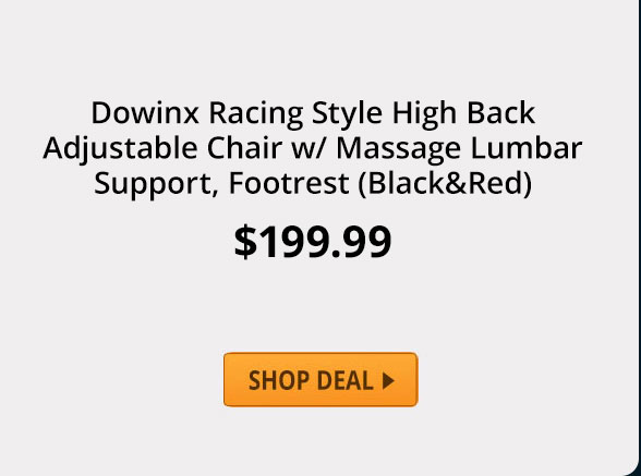 Dowinx Racing Style High Back Adjustable Chair w/ Massage Lumbar Support, Footrest (Black&Red)