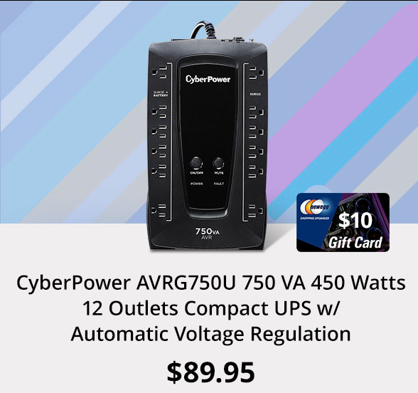 CyberPower AVRG750U 750 VA 450 Watts 12 Outlets Compact UPS w/ Automatic Voltage Regulation