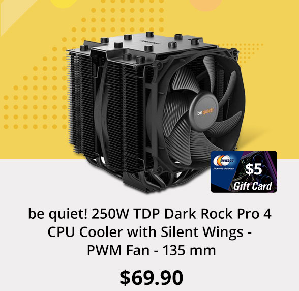 be quiet! 250W TDP Dark Rock Pro 4 CPU Cooler with Silent Wings - PWM Fan - 135 mm