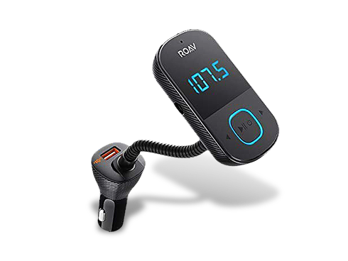Anker Roav SmartCharge T1, Bluetooth FM Transmitter for Car, Audio Adapter and Receiver with Big LED Display, PowerIQ 2.0, Hands-Free Calling, and AUX Output, Compatible with Quick Charge 3.0 Devices