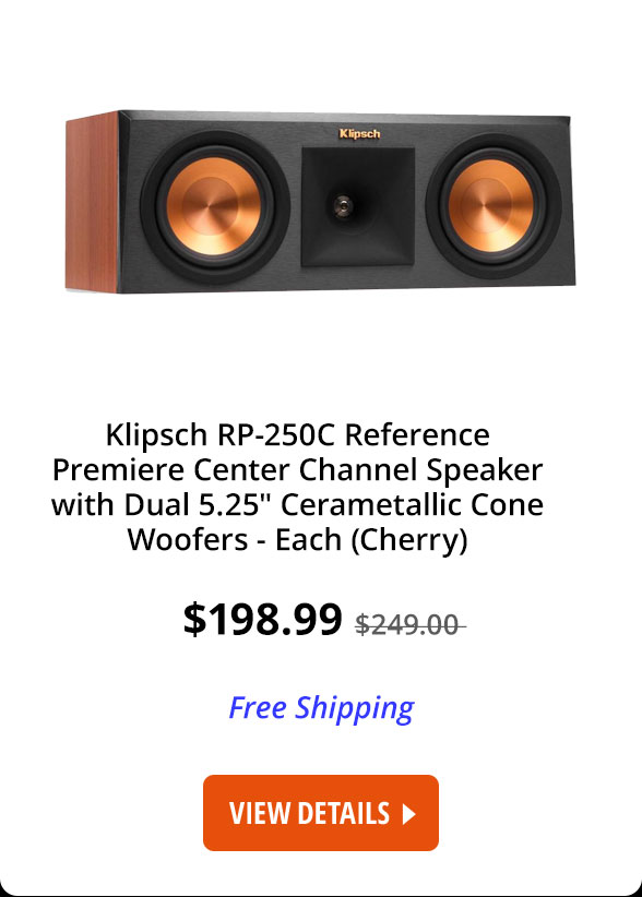 Klipsch RP-250C Reference Premiere Center Channel Speaker with Dual 5.25" Cerametallic Cone Woofers - Each (Cherry)