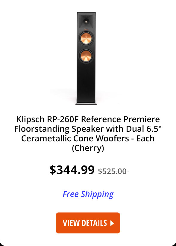 Klipsch RP-260F Reference Premiere Floorstanding Speaker with Dual 6.5" Cerametallic Cone Woofers - Each (Cherry)