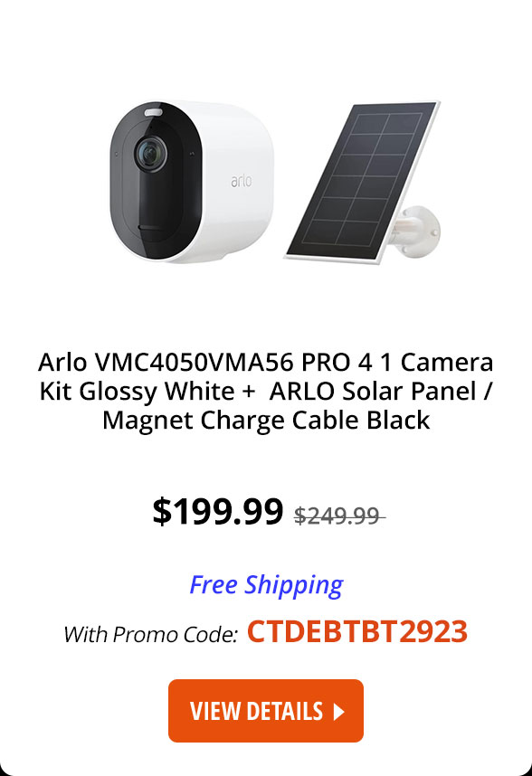 Arlo VMC4050VMA56 PRO 4 1 Camera Kit Glossy White + ARLO Solar Panel / Magnet Charge Cable Black