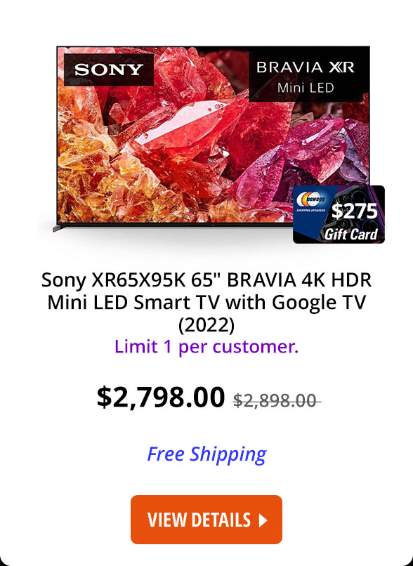 Sony XR65X95K 65" BRAVIA 4K HDR Mini LED Smart TV with Google TV (2022)