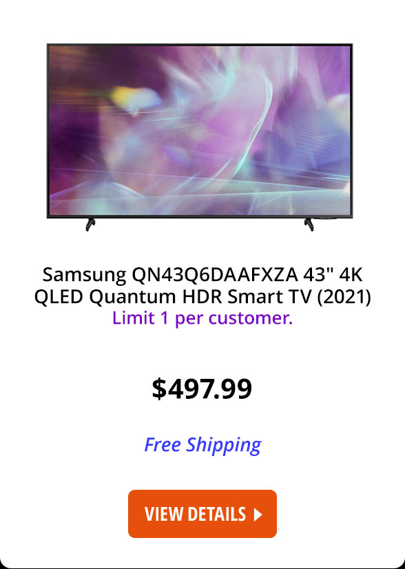 Samsung QN43Q6DAAFXZA 43" 4K QLED Quantum HDR Smart TV (2021)