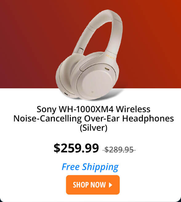 Sony WH-1000XM4 Wireless Noise-Cancelling Over-Ear Headphones (Silver)