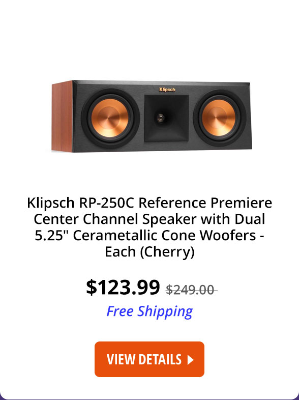 Klipsch RP-250C Reference Premiere Center Channel Speaker with Dual 5.25" Cerametallic Cone Woofers - Each (Cherry)