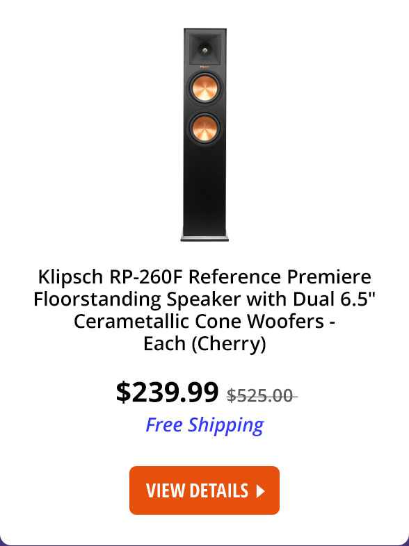 Klipsch RP-260F Reference Premiere Floorstanding Speaker with Dual 6.5" Cerametallic Cone Woofers - Each (Cherry)