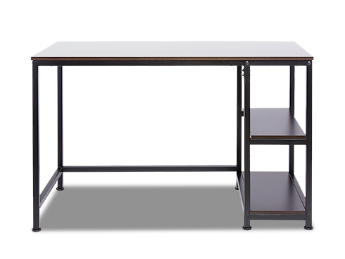 CO-Z Minimalist 47 Inch Study Desk Writing Table, Reversible with 2 Tier Shelves for Home Office, Ebony