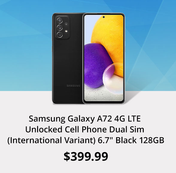 Samsung Galaxy A72 4G LTE Unlocked Cell Phone Dual Sim (International Variant) 6.7" Black 128GB