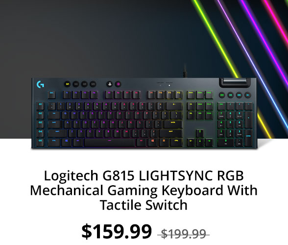 Logitech G815 LIGHTSYNC RGB Mechanical Gaming Keyboard With Tactile Switch