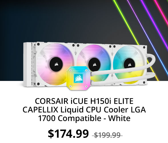 CORSAIR iCUE H150i ELITE CAPELLIX Liquid CPU Cooler LGA 1700 Compatible - White