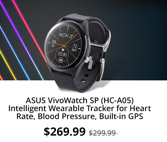 ASUS VivoWatch SP (HC-A05) Intelligent Wearable Tracker for Heart Rate, Blood Pressure, Built-in GPS