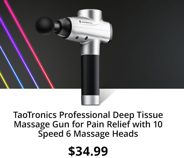 TaoTronics Professional Deep Tissue Massage Gun for Pain Relief with 10 Speed 6 Massage Heads