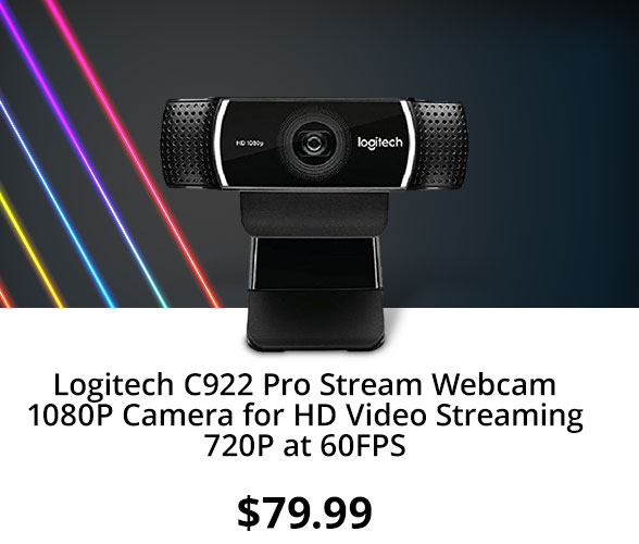 Logitech C922 Pro Stream Webcam 1080P Camera for HD Video Streaming 720P at 60FPS