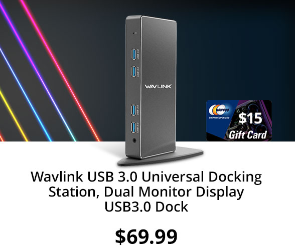 Wavlink USB 3.0 Universal Docking Station, Dual Monitor Display USB3.0 Dock