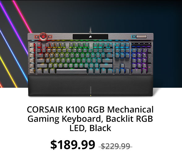 CORSAIR K100 RGB Mechanical Gaming Keyboard, Backlit RGB LED, Black