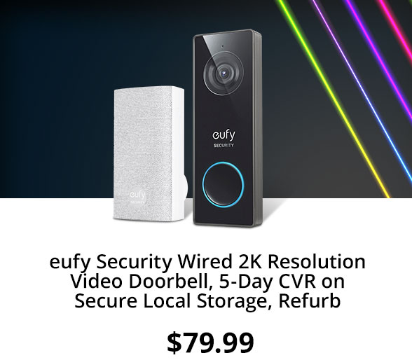 Refurbished eufy Security Wired 2K Resolution Video Doorbell, 5-Day CVR on Secure Local Storage, Refurb