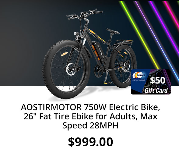 AOSTIRMOTOR 750W Electric Bike, 26" Fat Tire Ebike for Adults, Max Speed 28MPH