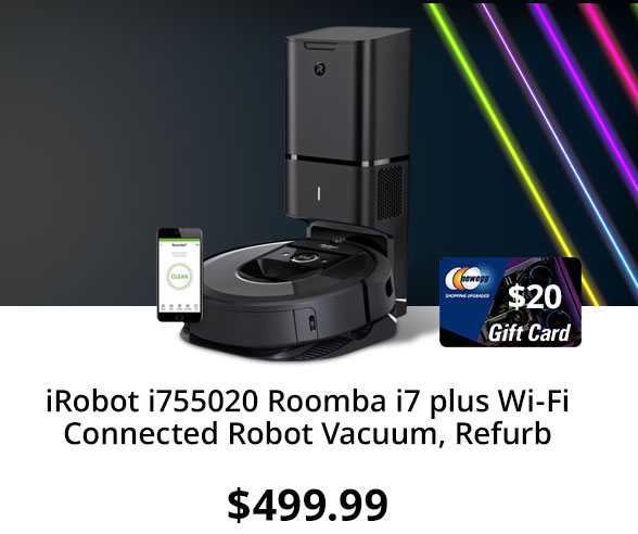 Refurbished iRobot i755020 Roomba i7 plus Wi-Fi Connected Robot Vacuum, Refurb