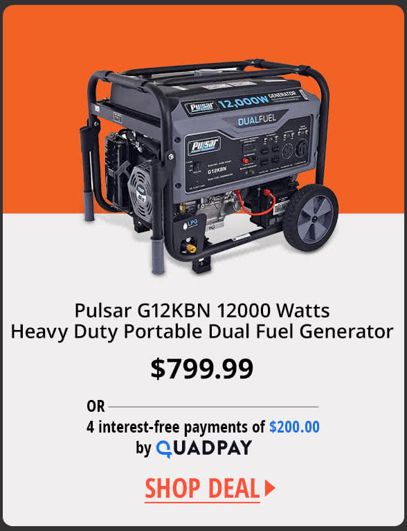 Pulsar G12KBN 12000 Watts Heavy Duty Portable Dual Fuel Generator 