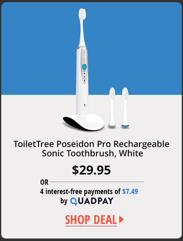 ToiletTree Poseidon Pro Rechargeable Sonic Toothbrush, White 