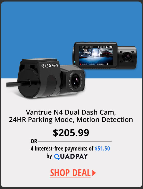 Vantrue N4 Dual Dash Cam, 24HR Parking Mode, Motion Detection 