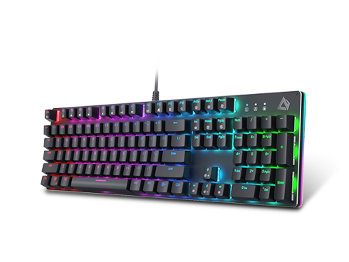 AUKEY KM-G12 Mechanical Gaming Keyboard with Customizable RGB Backlight, Tactile & Clicky Blue Switches, 104-Key Anti-Ghosting Wired Keyboard with Surround Lighting, Steel Body for PC and Laptop