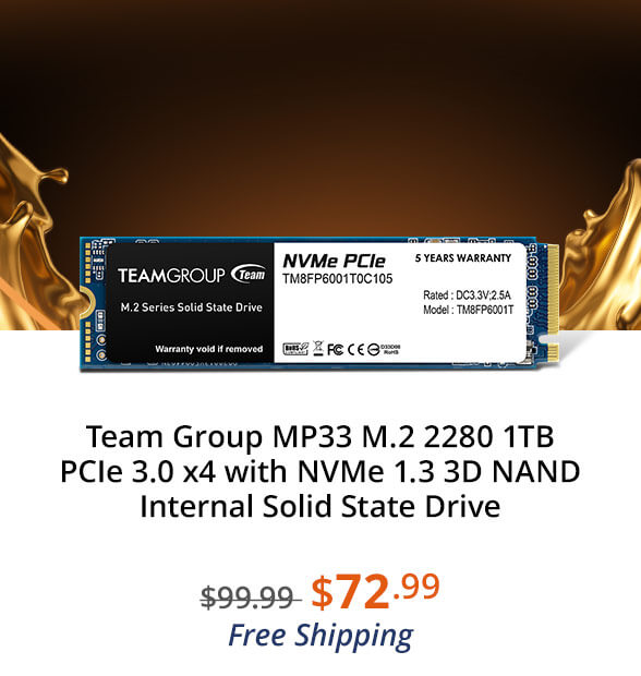 Team Group MP33 M.2 2280 1TB PCIe 3.0 x4 with NVMe 1.3 3D NAND Internal Solid State Drive