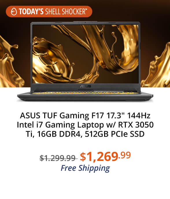 ASUS TUF Gaming F17 17.3" 144Hz Intel i7 Gaming Laptop w/ RTX 3050 Ti, 16GB DDR4, 512GB PCIe SSD