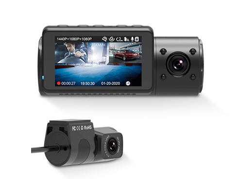 Vantrue N4 Dual Dash Cam 3 Channel 1440P Front & 1080P Inside & 1080P Rear Triple Dash Camera with Infrared Night Vision, Super Capacitor, 24 Hours Parking Mode, Motion Detection, Support 256GB Max