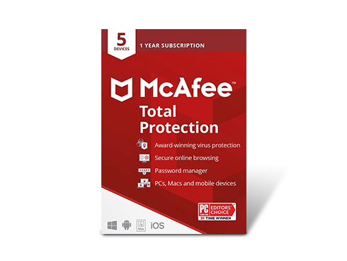McAfee Total Protection 5 Devices / 1 Year (Key Card)
