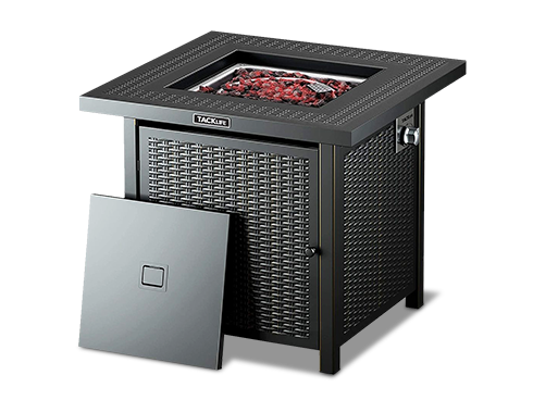 TACKLIFE 28 Inch Propane Fire Pit Table, 50,000 BTU Steel Surface Outdoor Gas Fire Table with Durable Cover, ETL Certification Approval, Table In Summer, Stove In Winter-GFP02