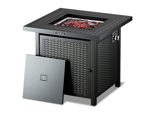 TACKLIFE 28 Inch Propane Fire Pit Table, 50,000 BTU Steel Surface Outdoor Gas Fire Table with Durable Cover, ETL Certification Approval, Table In Summer, Stove In Winter-GFP02