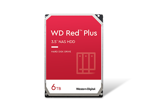 WD Red Plus 6TB NAS Hard Disk Drive - 5640 RPM Class SATA 6Gb/s, CMR, 128MB Cache, 3.5 Inch