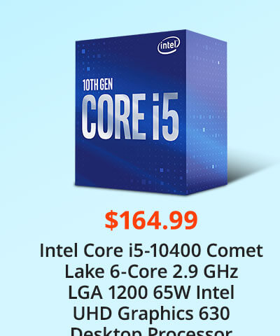 Intel Core i5-10400 - Core i5 10th Gen Comet Lake 6-Core 2.9 GHz LGA 1200 65W Intel UHD Graphics 630 Desktop Processor - BX8070110400