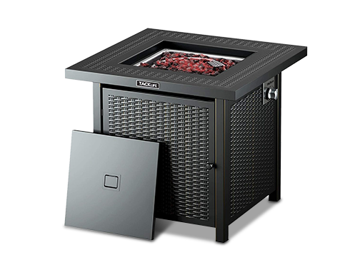 TACKLIFE 28 Inch Propane Fire Pit Table, 50,000 BTU Steel Surface Outdoor Gas Fire Table with Durable Cover, ETL Certification Approval, Table In Summer, Stove In Winter-GFP02