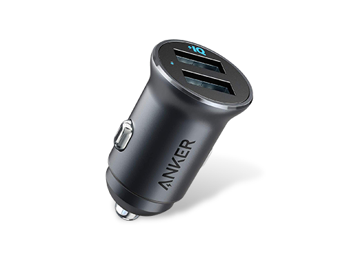 Anker Car Charger, Mini 24W Dual USB Car Charger, PowerDrive 2 Alloy Car Adapter with Blue LED for iPhone12/12 Pro/11/11 Pro/XR/Xs/Max/X, iPad Pro/Air 2/mini, Galaxy (Not Compatible with Quick Charge)