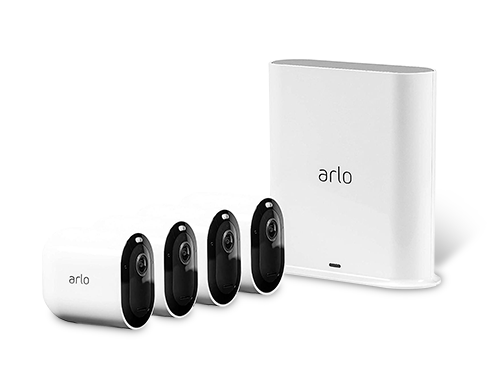 Arlo Pro 3 - Wire-Free Security 4 Camera System | 2K with HDR, Indoor/Outdoor, Color Night Vision, Spotlight, 160° View, 2-Way Audio, Siren | Compatible with Alexa | (VMS4440P)