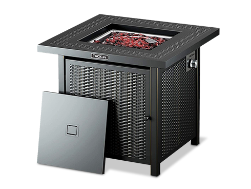 TACKLIFE 28 Inch Propane Fire Pit Table, 50,000 BTU Steel Surface Outdoor Gas Fire Table with Durable Cover, ETL Certification Approval, Table In Summer, Stove In Winter-GFP02