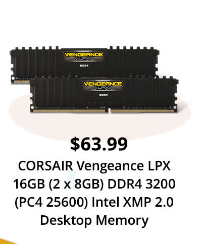 CORSAIR Vengeance LPX 16GB (2 x 8GB) DDR4 3200 (PC4 25600) Intel XMP 2.0 Desktop Memory