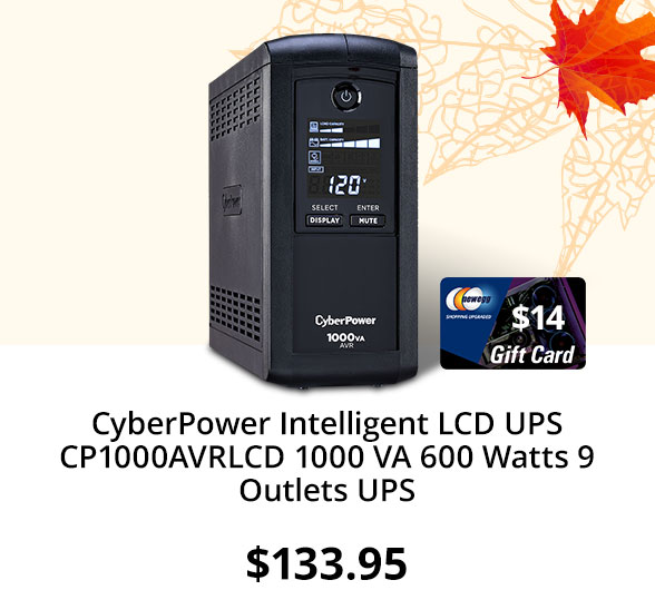 CyberPower Intelligent LCD UPS CP1000AVRLCD 1000 VA 600 Watts 9 Outlets UPS