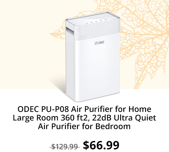 ODEC PU-P08 Air Purifier for Home Large Room 360 ft2, 22dB Ultra Quiet Air Purifier for Bedroom