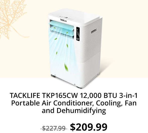 TACKLIFE TKP165CW 12,000 BTU 3-in-1 Portable Air Conditioner, Cooling, Fan and Dehumidifying