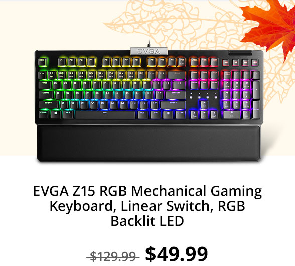 EVGA Z15 RGB Mechanical Gaming Keyboard, Linear Switch, RGB Backlit LED