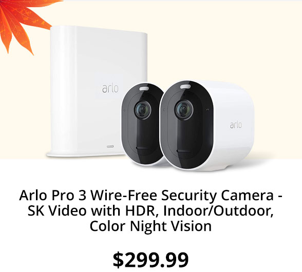 Arlo Pro 3 Wire-Free Security Camera - SK Video with HDR, Indoor/Outdoor, Color Night Vision